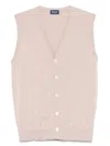 Drumohr V-neck Ribbed Cotton Vest In Pink