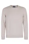 Drumohr Beige Double Strand Merino Wool Crew Neck Sweater