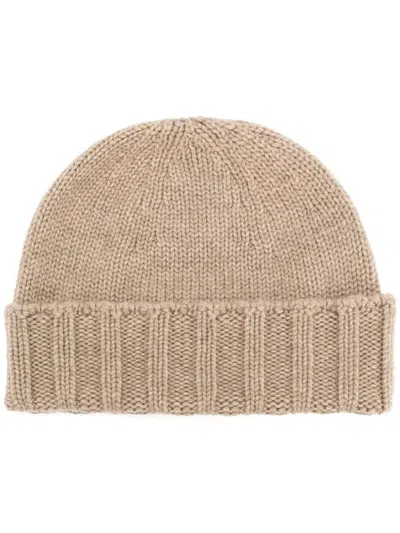 Drumohr Beige Knitted Beanie Hat