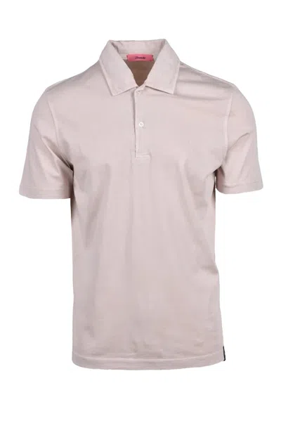 Drumohr Beige Knitted Cotton Polo In Neutral