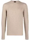 Drumohr Beige Long Sleeves Knitted Sweater In Brown