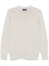 Drumohr Lambswool Crew Neck Sweater With Marl Knit In Beige