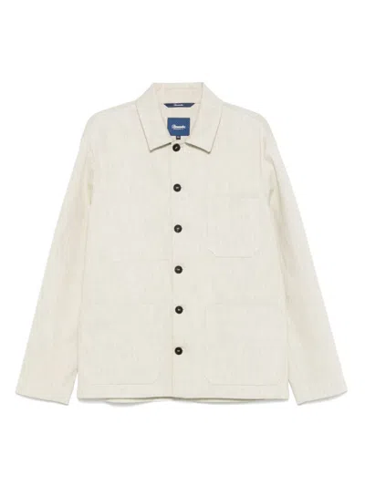 Drumohr Beige Spread Collar Shirt Jacket In Multi