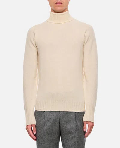 Drumohr Beige Turtleneck Wool Sweater In Black