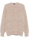 Drumohr Wool Cashmere Blend Crew Neck Sweater In Beige