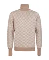 Drumohr Geometric Pattern Turtleneck Sweater With Ribbed Trim In Nude