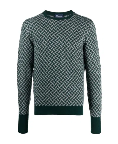 Drumohr Biscottino Crew-neck Cashmere Jumper In Green