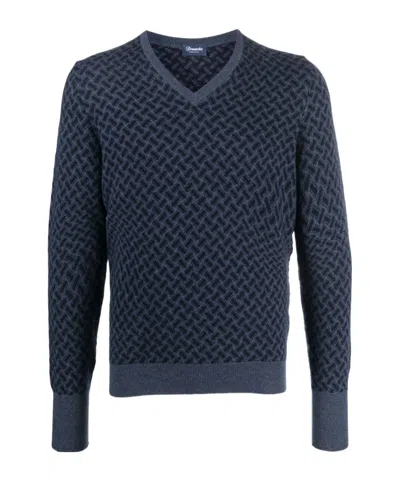 Drumohr Biscottino V-neck Cashmere Jumper In Black