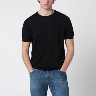 Drumohr Black Cotton Crewneck Sweater
