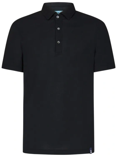 Drumohr Black Cotton Jersey Polo Shirt