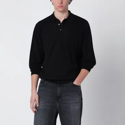 Drumohr Black Cotton Polo In Multi
