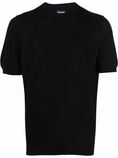 Drumohr Black Cotton T-shirt In Nero