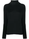 Drumohr Classic Roll Neck Sweater With Ribbed Detailing In Black