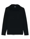 Drumohr Black Hoodie With Ribbed Texture In Black