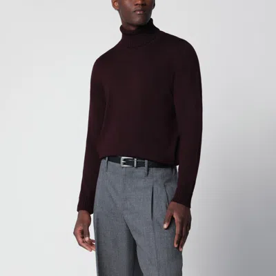 Drumohr Black Navy Wool Turtleneck Sweater In Animal Print