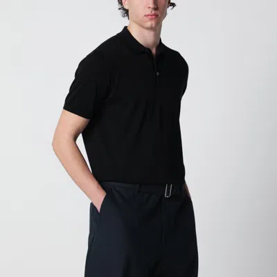 Drumohr Black Polo Shirt In Cotton