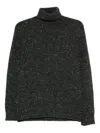 Drumohr Speckled Grey Turtleneck Sweater With Ribbed Cuffs In Black