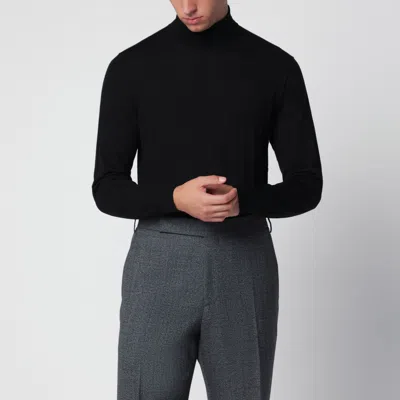 Drumohr Black Turtleneck Sweater In Wool