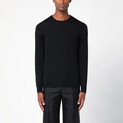 Drumohr Black Wool Crew-neck Sweater