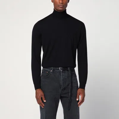 Drumohr Black Wool Turtleneck Sweater