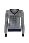 DRUMOHR BLUE AND WHITE COTTON AND LINEN SWEATER