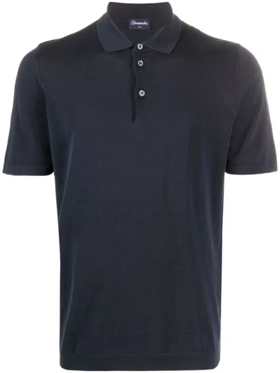 Drumohr Blue Classic Short-sleeve Polo In Black