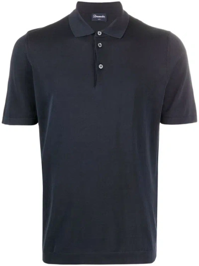 Drumohr Blue Classic Short-sleeve Polo