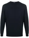 Drumohr Crew Neck Cotton Jumper In Blue