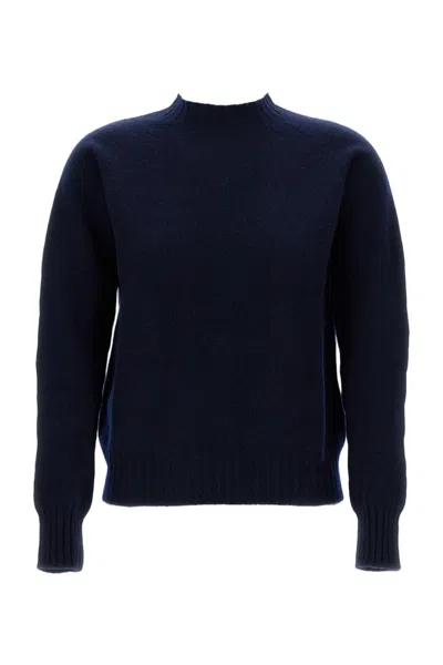 Drumohr Blue Plain Wool Crewneck Sweater