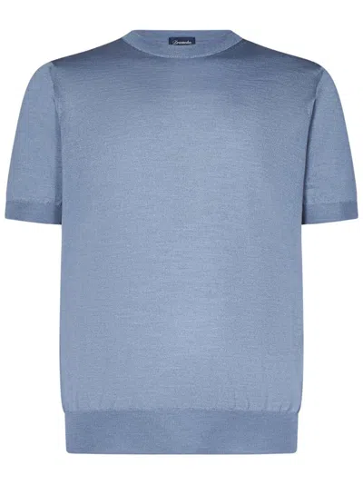 Drumohr Blue Ribbed Luxury T-shirt