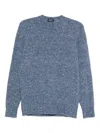 Drumohr Blue Speckled Pattern Crew Neck Sweater In Blue
