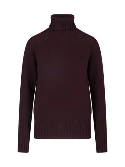 Drumohr Bordeaux Merino Wool Turtleneck Sweater In Burgundy