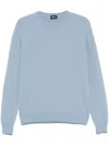Drumohr Textured Long Sleeve Crew-neck Sweater In Blue