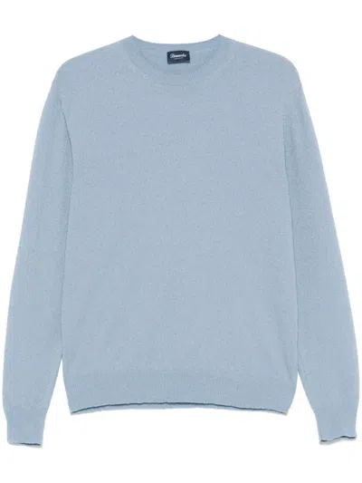 Drumohr Long Sleeve Crew-neck Sweater In Light Blue
