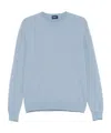 Drumohr Textured Long Sleeve Crew-neck Sweater In Blue