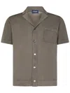 Drumohr Brown Bowling Shirt With Chest Patch Pocket In Brown