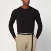 Drumohr Wool Sweater With Long Sleeves And Ribbed Texture In Black