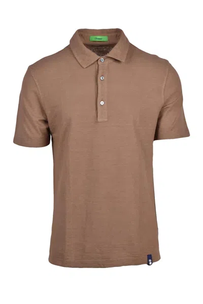 Drumohr Brown Cotton Linen Polo