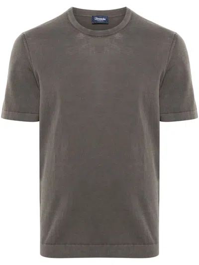 Drumohr Brown Cotton T-shirt In Gray