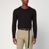 Drumohr Wool Sweater With Long Sleeves And Ribbed Texture In Black