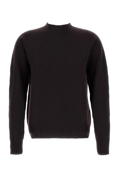 Drumohr Brown Plain Wool Crewneck Sweater