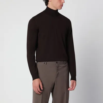 Drumohr Brown Turtleneck Sweater In Wool