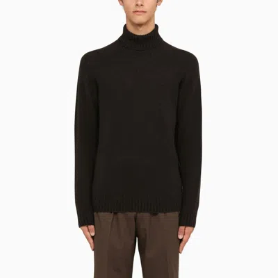 Drumohr Brown Wool Turtleneck In Black