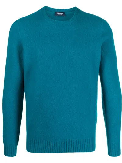 Drumohr Blue Wool Crew Neck Sweater In Multi