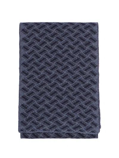 Drumohr Biscuit Patterned Cashmere Scarf In Blue