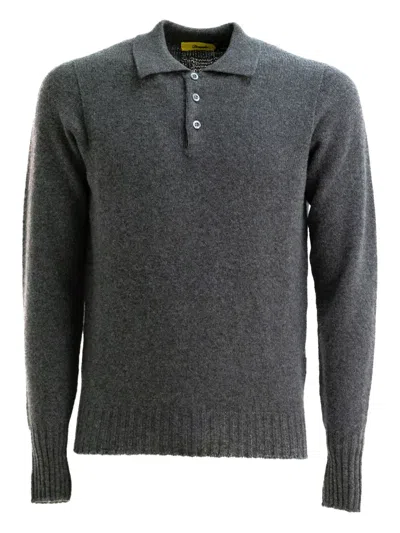 Drumohr Button-fastening Wool Polo Shirt In Gray