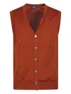 Drumohr Button-front Cotton Waistcoat In Red