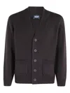 Drumohr Cardigan Lana Merinos Doppio Filo In Black