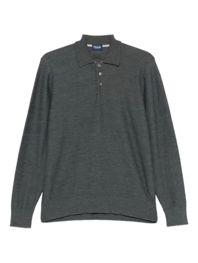 Drumohr Buttoned Polo Shirt In Black