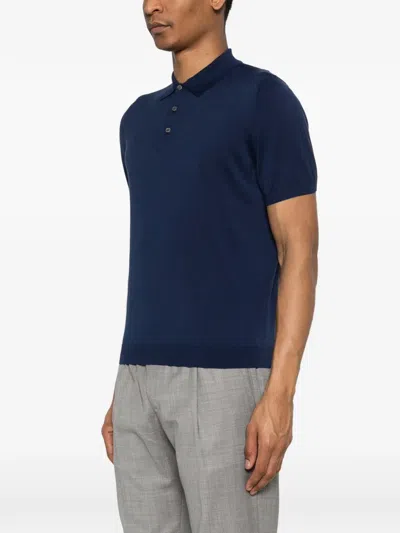 Drumohr Buttoned Polo Shirt In Blue